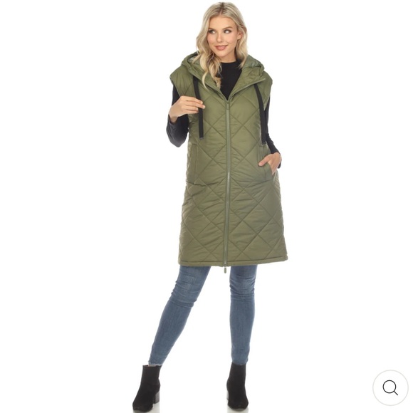 White Mark Jackets & Blazers - White Mark Women's Olive Green Diamond Quilted Hooded Puffer Vest. NWT Size XL